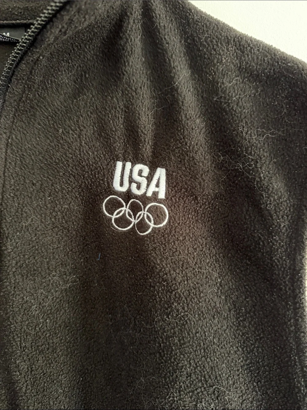 USA Olympic Sleeveless Fleece Vest - Black